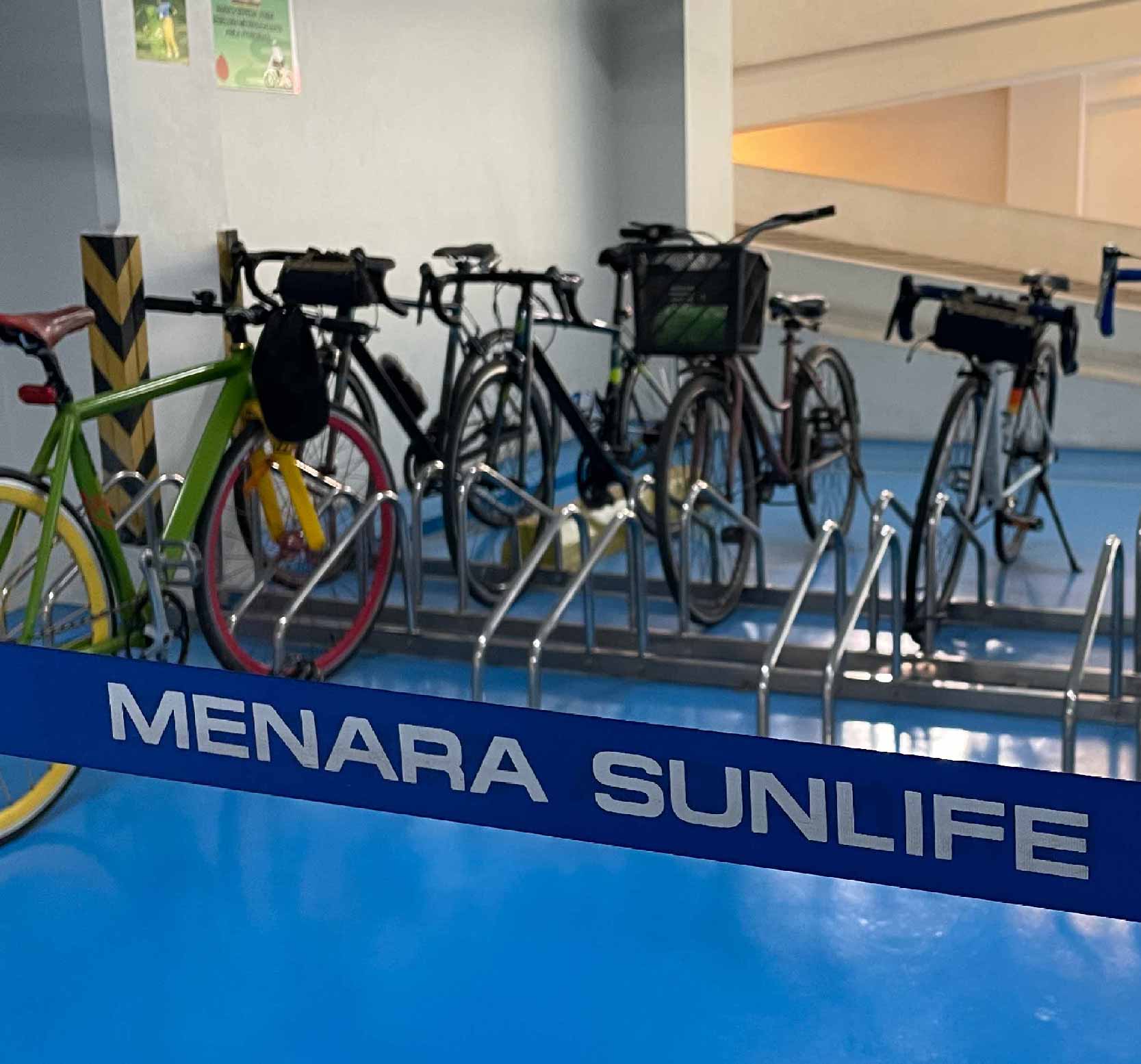Secure bicycle parking facility at Menara Sun Life, South Jakarta