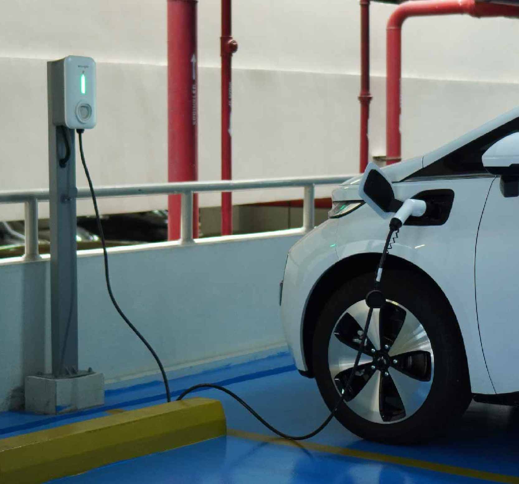Electric car charging station at Menara Sun Life, South Jakarta