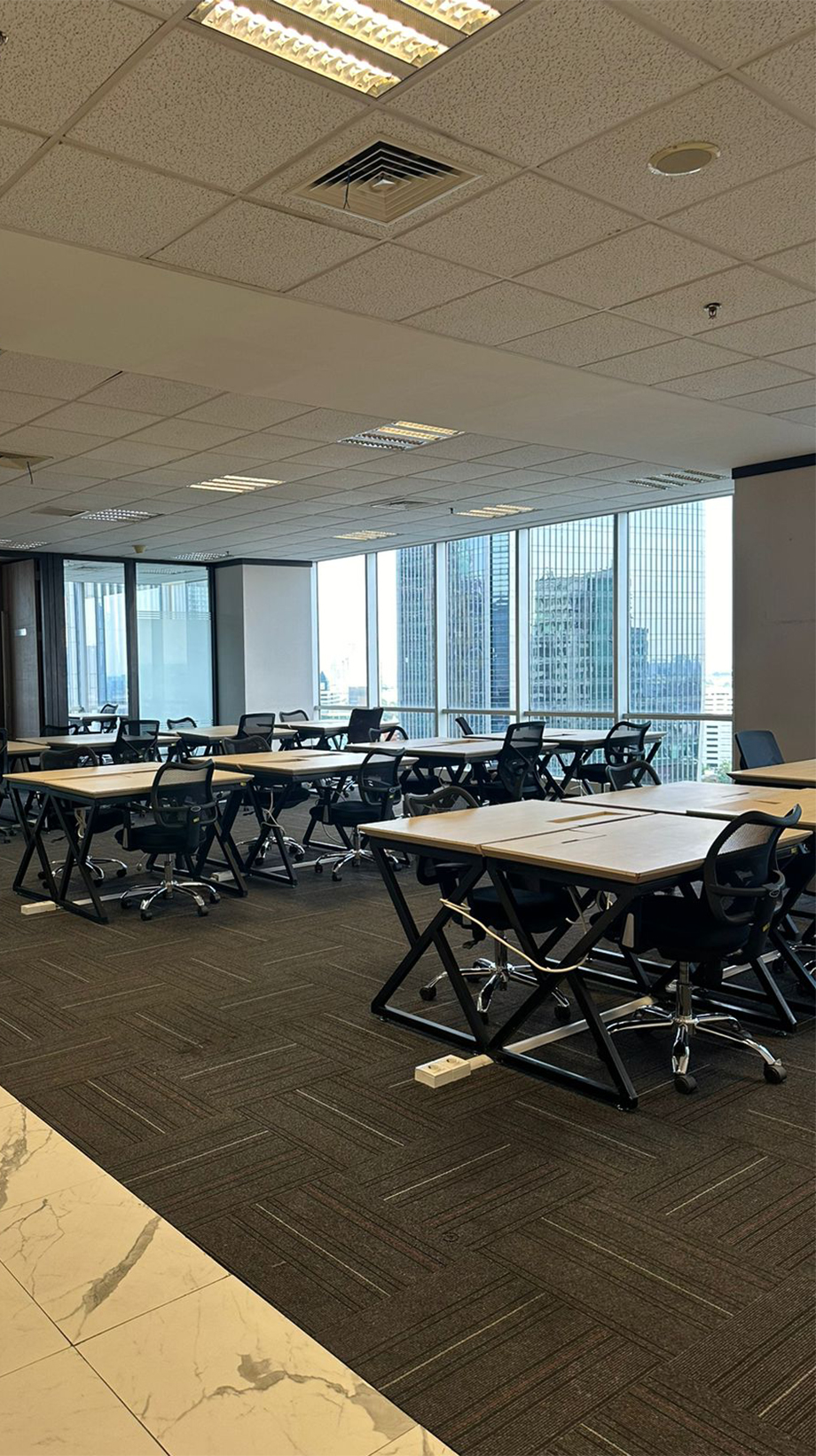 Contemporary office with complete furniture and fixtures