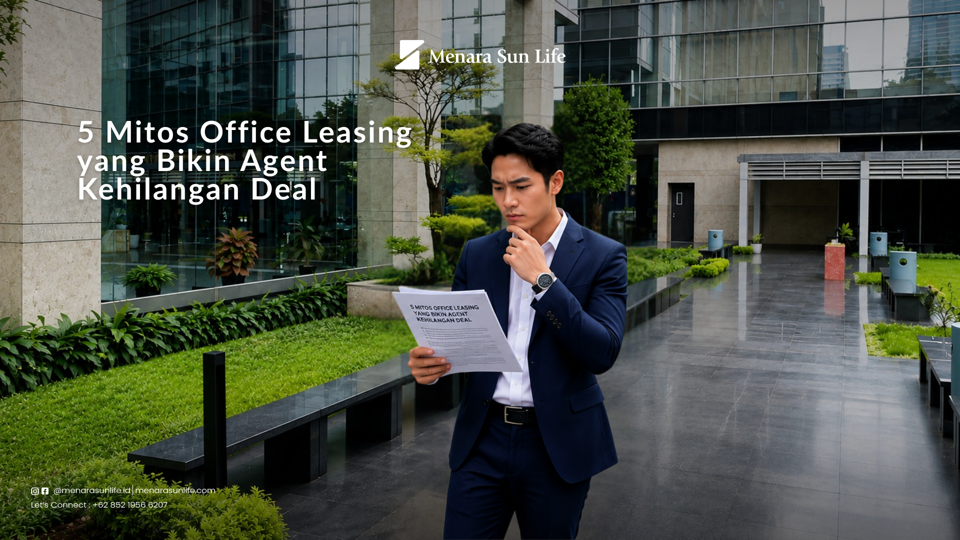 Agent properti sedang membahas office leasing dan commercial property di Jakarta